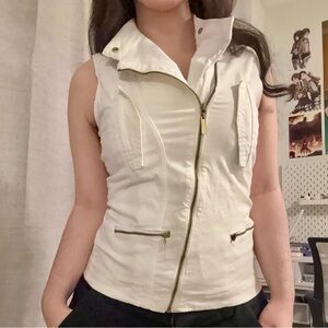 DUTMY Women's White Sleeveless Jacket Vest